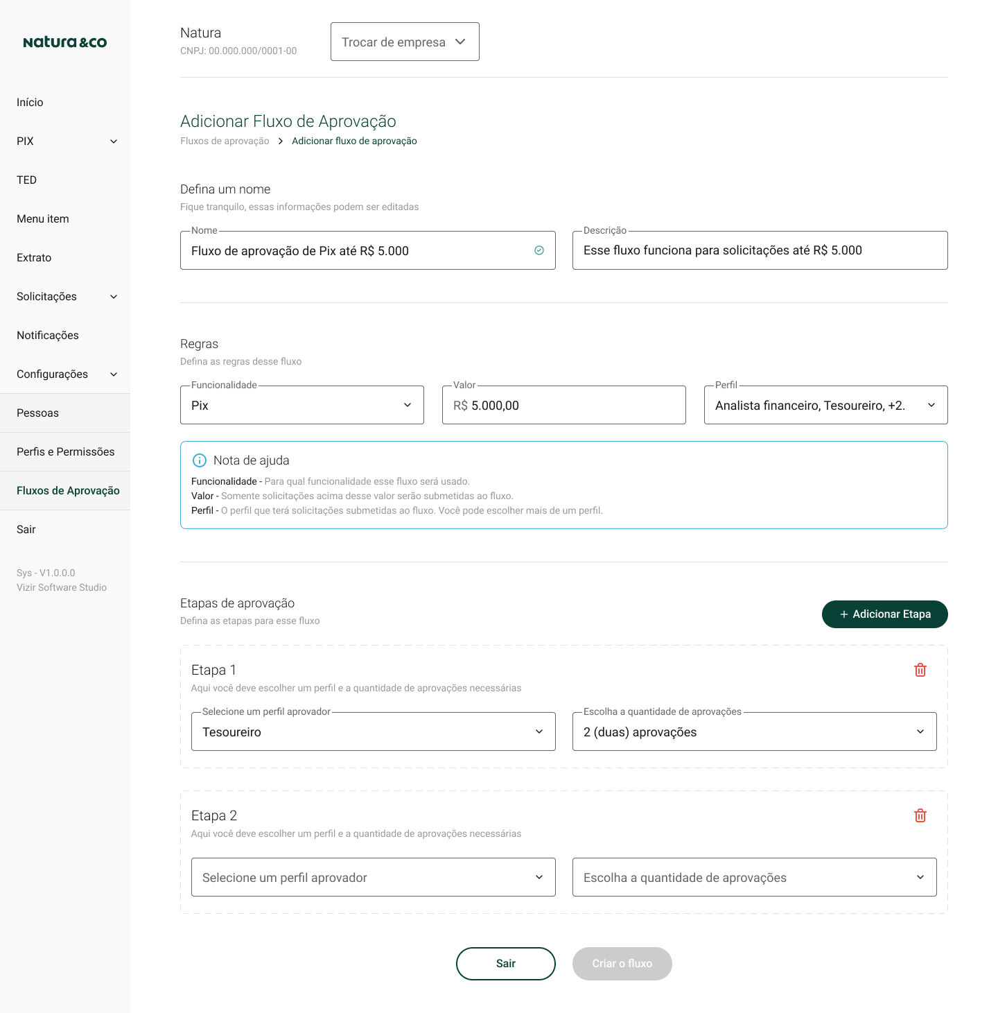 Multi-stage approval flow