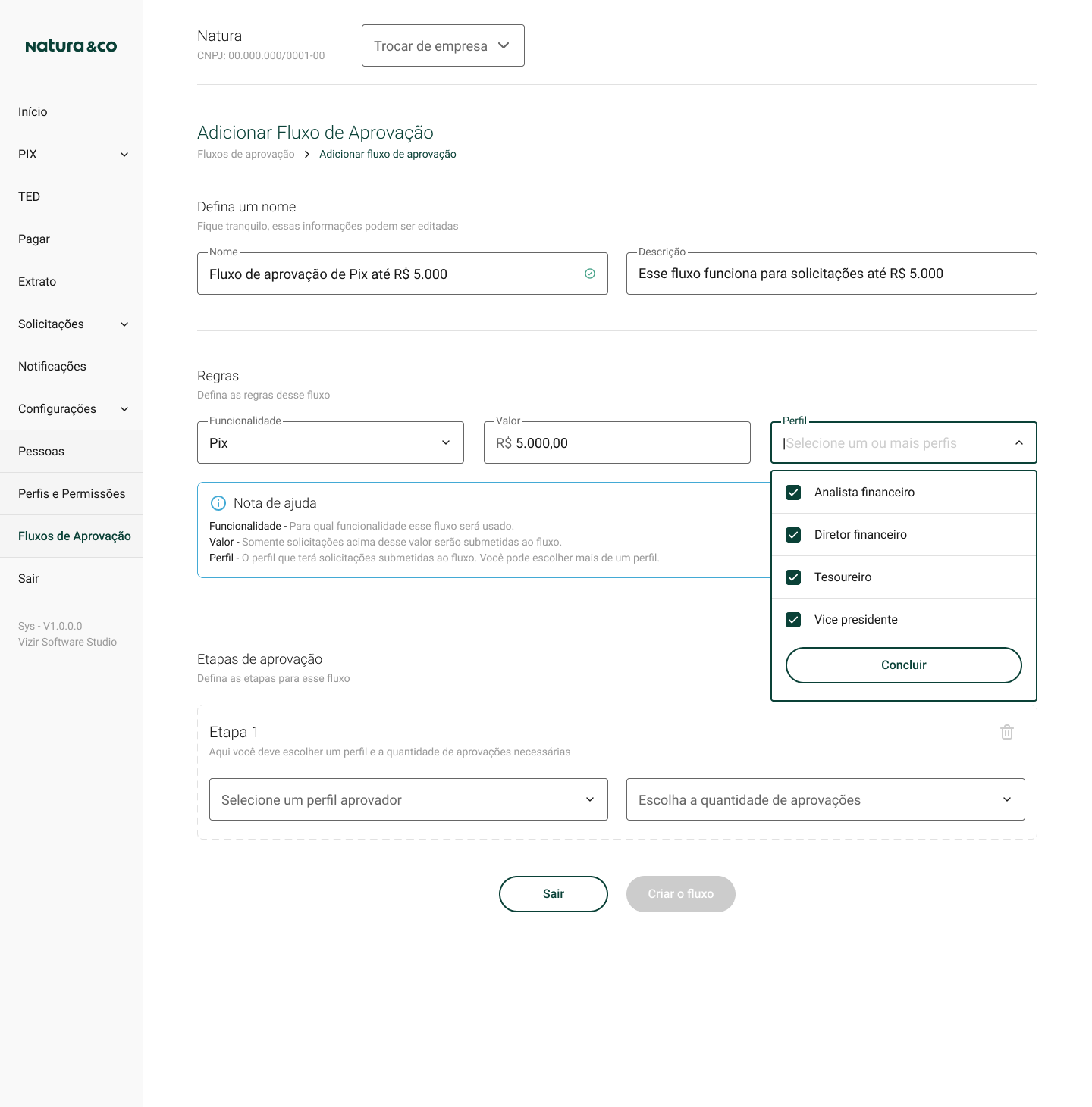 User roles selection